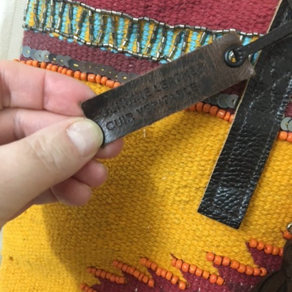 ALDO Boho Aztec Large Shopper Tote Leather Accents - Picture 4 of 5